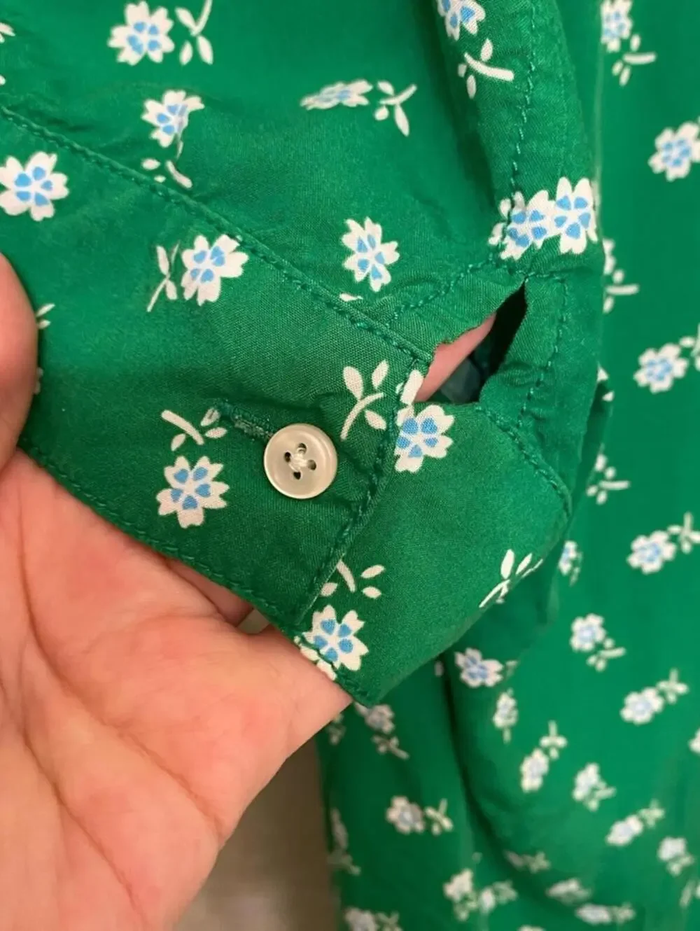 J. Crew Green Floral Blouse